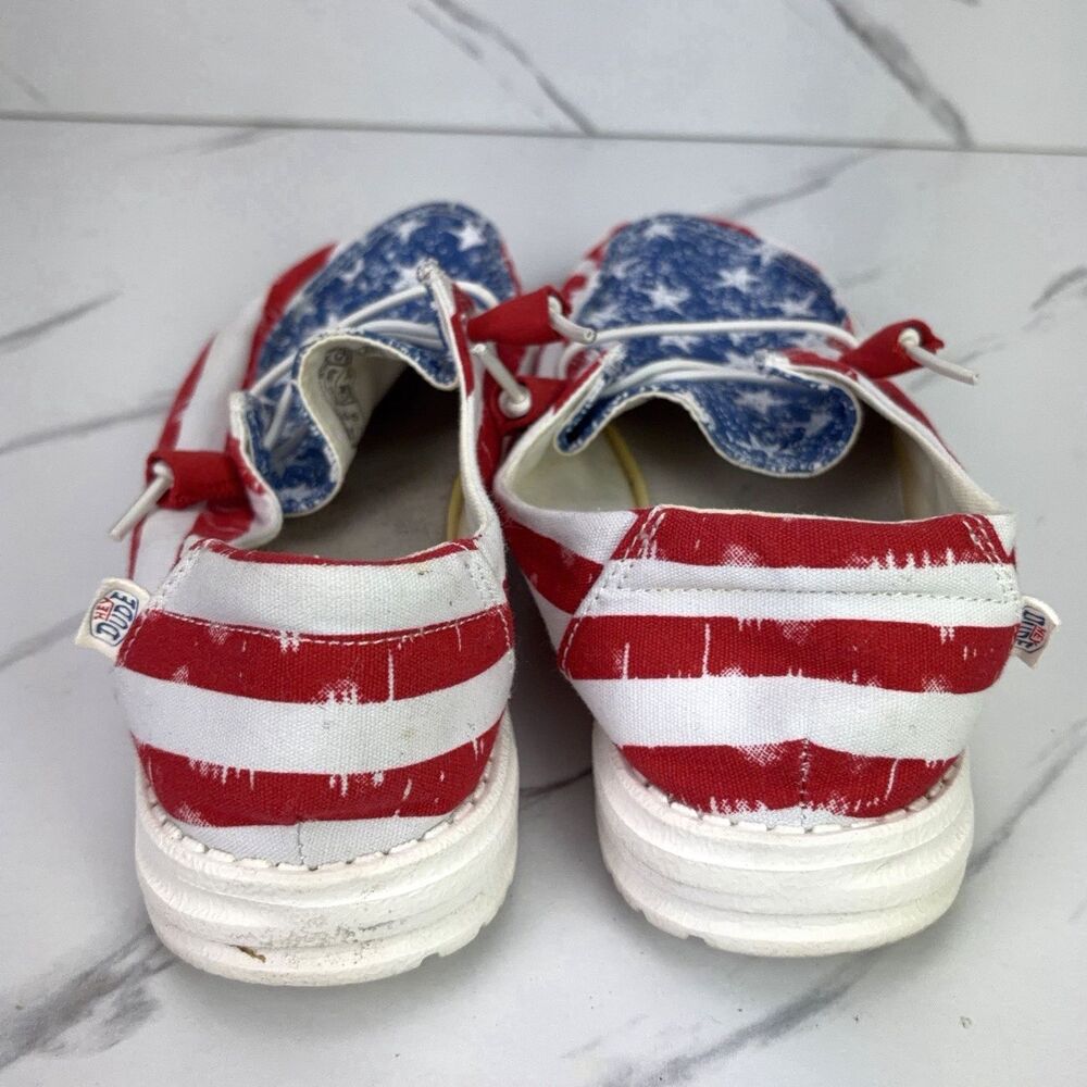 RARE Hey Dude Wendy Star Spangled USA Womens Size US 8 EUR 39 Boat Shoes - Picture 4 of 7